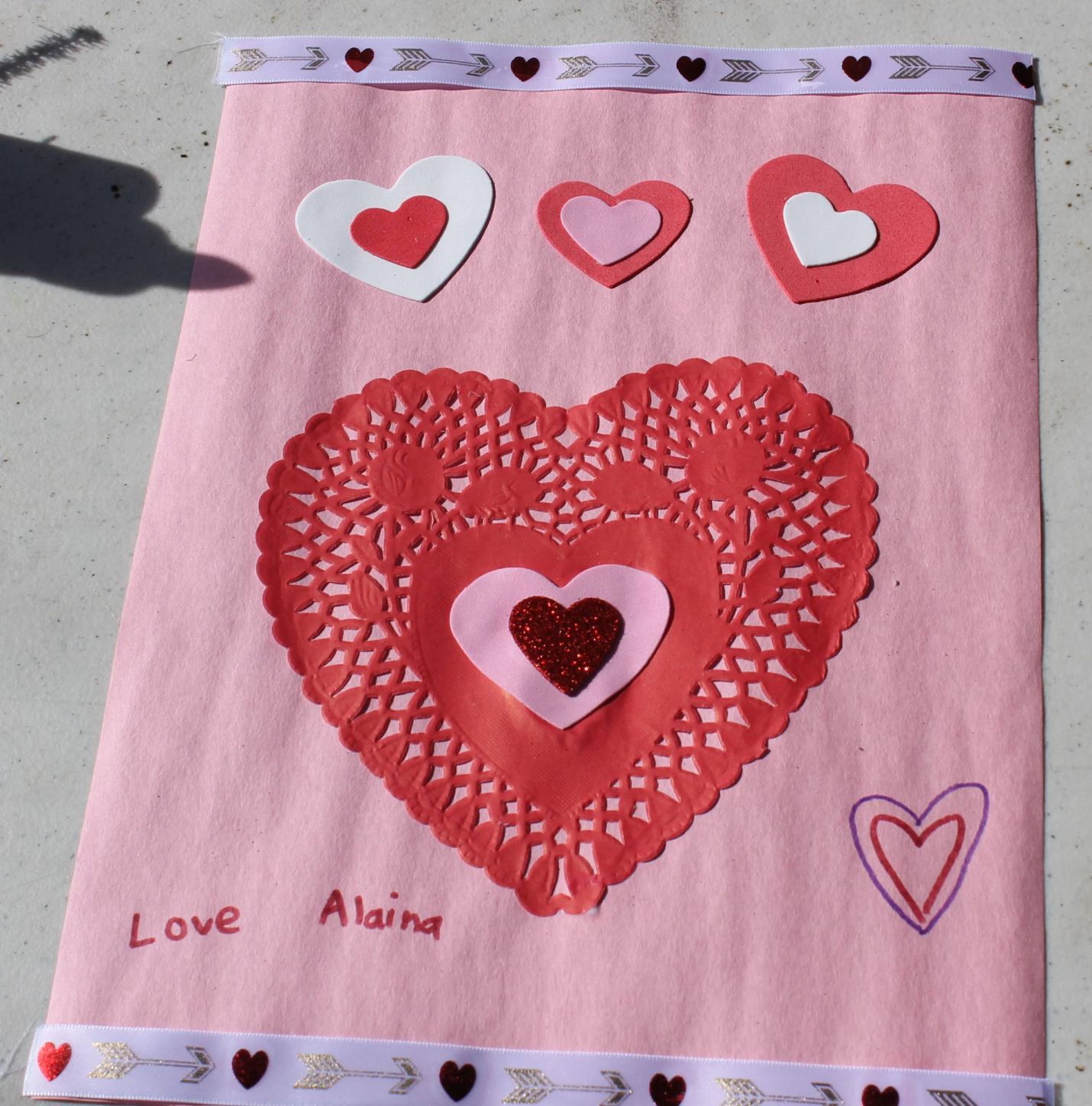 Alaina's special Valentine created at the Napa Valley Museum
